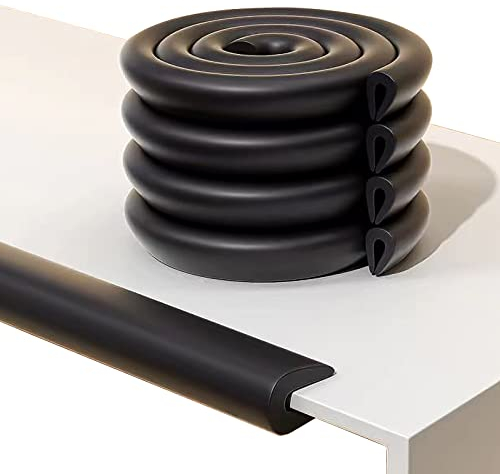 U Shape Edge Protectors For Glass Coffee Table,Foam Baby Proofing Safety Bumper Guard Strip,Corner Protectors For Kids,Suitable For Furniture Fireplace Desk Worktop,6.5 Ft/2m(Round(U-Type Black))