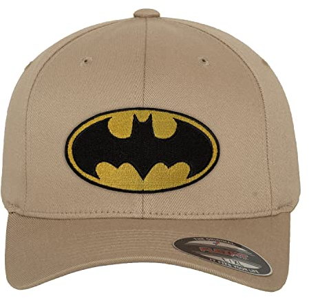 Batman Offizielles Lizenzprodukt Logo Premium Flexfit Cap (Khaki), Klein/Mittel