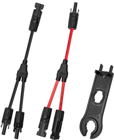 Y Stecker Solar 4mm, Y Kabel Solar 2 Paar, Solar y Stecker 4mm2, Solarkabel Y-Verteiler 4mm2, Solarpanel Stecker Sdapter, für Solaranlage Steckerfertig(Rot +Schwarz)