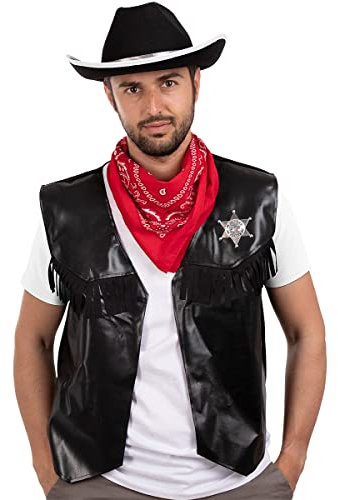 Funidelia | Kit cowboy pour homme Cowboys, Indiens, Western - Accesoires pour Adultes, accessoire pour déguisement - Marron