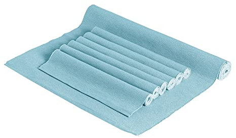 Nicola Spring Fabric Placemats & Table Runner Set - Olympic Blue - 7pc Cotton Table Runner Dining Place Mat Long Dinner Decoration for Party, Wedding