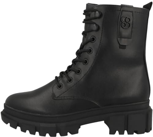 s.Oliver Damen Stiefeletten ohne Absatz zum Schnüren Vegan, Schwarz (Black Uni), 40 EU