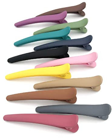 LEEQ Clip a Becco D'anatra Fermagli per Capelli Trucco,Pinze per Capelli Colorato Mollette per Capelli in Plastica Pinze Artiglio Barrette Capelli Coccodrillo Forcina per Donna e Ragazze(12 Pezzi)