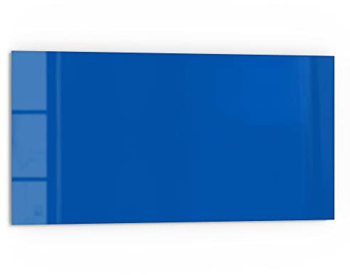 DEQORI Küchenrückwand Glas | Unifarben - Mittelblau | 80x40 cm | Bad- oder Herd-Rückwand | Herdblende Spritzschutz für Küche & Badezimmer | Moderne Deko für Fliesenspiegel