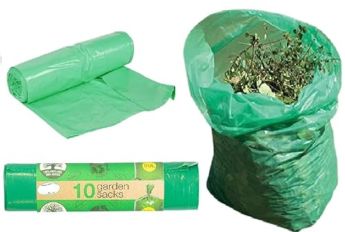 Garden Waste Bags Heavy Duty Bin Liners Refuse Sack Bags With tie Handle Gardening Bag Ideal For Collecting Debris Such As Leaves Weeds And Shrub Clippings In Size 50L 72X120CM (green (PACK OF 10))