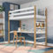 N-wood N01 Hochbett mit Schreibtisch, Etagenbett 90x200 cm, aus Eichenholz, 2 Leitermontageseiten: Links oder rechts, sichere abgerundete Kanten, Stabile Massivholzkonstruktion, Weißeiche