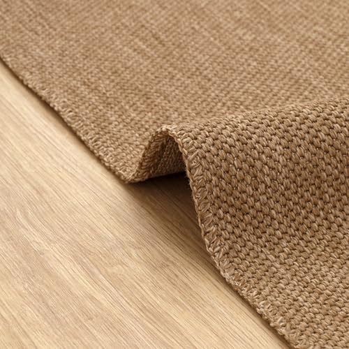 DAPHNE HOME DECOR Jute Area Rug, Machine Washable Rug For Garden, Kitchen, Bedroom, Dining Room and Living Room, Soft Short Pile, Kid Pet Friendly Rug (Light Brown - Java, 160X230 CM)