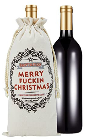 RF&CM Merry F*ckin Christmas Funny Novelty Wine Bottle Bags Joke Humour Secret Santa