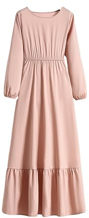 DOTBUY-SHOP Muslimisches Kleid Damen Ohne Hijab Muslim Sommerkleid Lange Robe Naher Osten Dubai Türkei Arab Islamischer Ramadan Gebetskleidung Abaya für Frauen