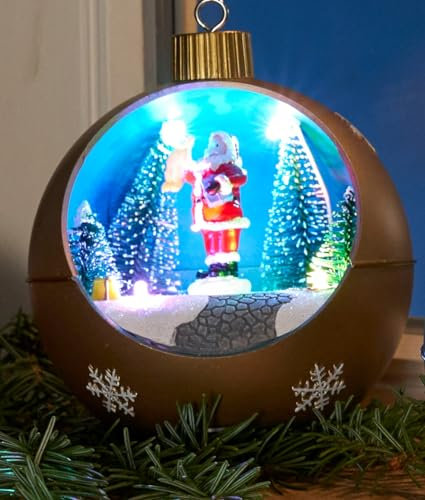 Northpoint LED Weihnachtskugeln Melodiefunktion mit rotierenden Figuren Batteriebetrieben Santa Claus