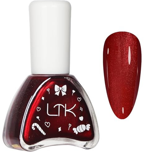 Eonfave Red Pearl Nail Polish - Wine Red Glitter, Quick Dry & Long-Lasting, Breathable, No Cure, DIY Nail Art Manicure (12ML)
