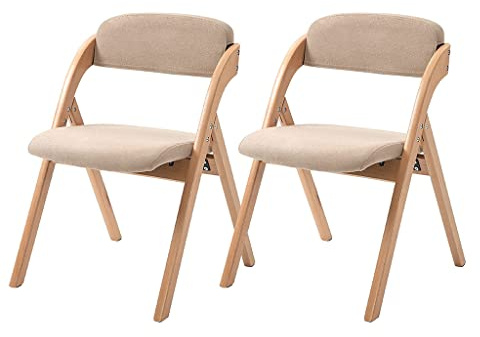 Robuster und stabiler Polster-Klappstuhl, 2 Stück, ideal für Zuhause, Innenbüro, Events, Hochzeiten und Picknicks, stapelbares Holz-Design mit gepolstertem Esszimmersitz