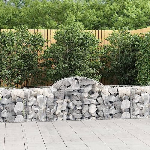 DIGBYS Gewölbte Gabionenkörbe 4 Stück 200x50x60/80 cm Eisen verzinkt