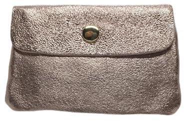 Générique Porte-Monnaie Femme en Cuir Irisé et Métallisé - Porte-Carte Brillant - 3 Compartiments - Étui RFID (Bronze)