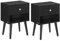 VASAGLE Tables de Chevet, Tables Basses avec Tiroir et Compartiment Ouvert, Pieds en Bois, pour Salon, Chambre, Canapé, Noir Boisé LET855B56