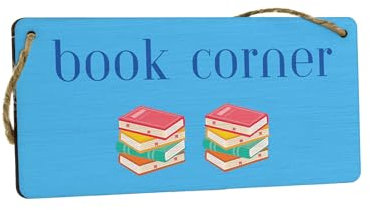 Book Corner - Plywood Hanging Sign - Stylish Home Decor and Library Display for School, Library, or Kids Room (smlsgn-ds23-bookcorner)