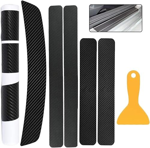 6 Stücke,Auto Einstiegsleisten Carbon Faser Aufkleber, Tür Schritt Platte Abdeckung,Universal Autotür Schutz, Einstiegsleisten Aufkleber Kantenschutz,Anti Scratch Abdeckung, Kohle.