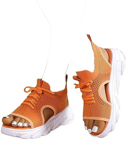 YChao Sandali Moda Donna Sandali Sportivi Estivi Beach Sport Sandali Outdoor Trekking Escursionismo Sandali Casual Antiscivolo Traspiranti Facile Indossare,Arancia,US5/EU36