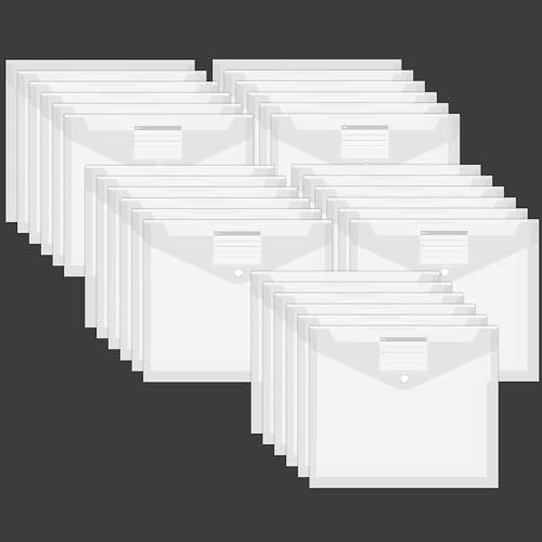 30 Stück Dokumententasche A4, Wasserdichte Dokumentenmappe, Sammelmappen Mit Etikettentasche, Mappen für Dokumente Organisieren, Bürobedarf, Hausaufgaben
