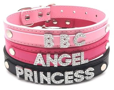 KQISAN Collier Ras Du Cou En Cuir Avec Nom Personnalisé Pour Femme - Lettres En Strass Sexy - Collier Punk Rock Gothique Avec Lettres Personnalisées - Colliers Cosplay Bijoux