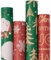 RUSPEPA 4 Rotoli Di Carta Da Regalo Kraft Natalizia - Babbo Natale, Fiocco Di Neve, Albero Di Natale E Design Con Testo - 76 Cm X 3 M Per Rotolo