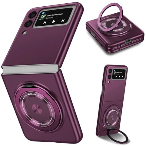 ZHOZEXIN Kompatibel mit Samsung Galaxy Z Flip 3 Hülle, magnetischer Scharnierschutz Stoßfeste Hardcover mit Glaskameraschutz für Z Flip 3 5G (Lila)