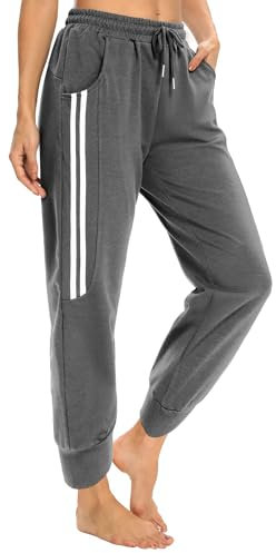 KaiDi Capri-Sweathose für Damen, lässige Caprihose mit Taschen, Capri-Jogger, Capri-Yogahose, Kordelzug, Workout-Sweathose, Z-dark grey, XX-Large