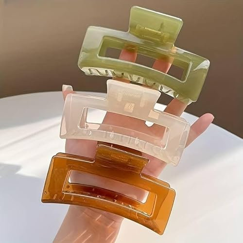 Lot de 4 pinces à cheveux pour femmes et filles, 11 cm, grandes pinces à cheveux épaisses et mates, antidérapantes et solides (rectangulaires) - AmbiRose Fashion