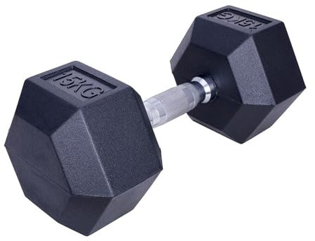 ForzaFit Sechskant Kurzhantel - Hexagon Dumbbells aus Gummi und Stahl (e) 15 kg)