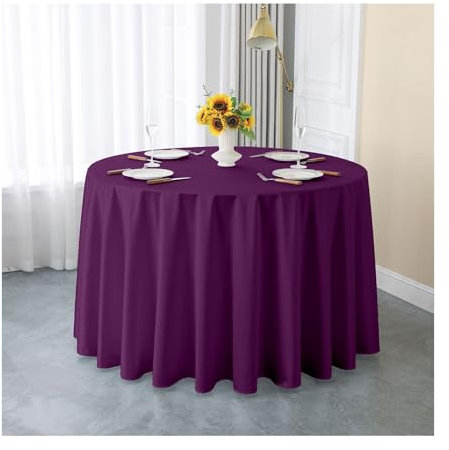 GOEXCPL Tovaglia rotonda in raso tinta unita Addensare Tessuto liscio Adatto per ristoranti, hotel, matrimoni e feste Lavabile in lavatrice, Viola scuro Diametro 220 cm