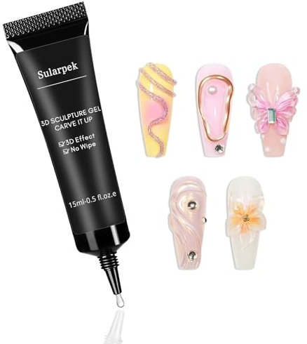 Sularpek 3D Sculpting Gel, 15g Multifuncional Rhinestone Glue, Geles para Esculpir Uñas, Profesional 3D Nail Art Gel UV LED para Esculturas de Uñas Diseño de Manicura Pintura de uñas DIY