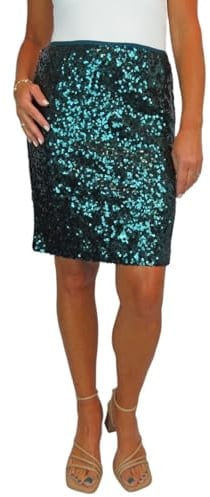 Paulo Due Women's Elastic Waist Sequin Mini Skirt Deep Green 8-18 (8-10) S