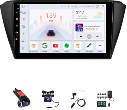 BOJONTN 9'' Android 14 Autoradio Doppio DIN per VW Skoda Fabia 3 III 2015-2019 con CarPlay Senza Fili Bluetooth GPS Navigazione Comandi al Volante Telecamera Posteriore(F1 (2+32G))