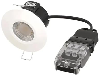 Bright Source Core LED Recessed Downlight, TRIAC Dimmable, 10W, 1200lm, 4000K Cool White, IP65 Rated with Bezel, Fire Rated, 55mm Cutout