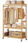 TAITUTE Bambus-Kleiderstange auf Rollen, freistehender Kleiderständer mit 2 Ebenen, Aufbewahrungsregalen, Organizer und einer oberen Stange zum Aufhängen von Kleidung, Schlafzimmer, 98 cm, maximale