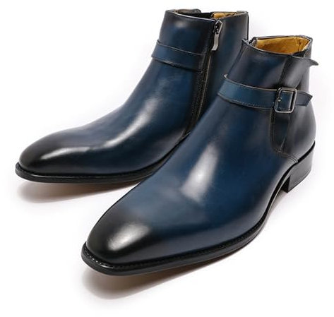 Blu,41 EU,Stivaletti Chelsea in Pelle da Uomo, Stivali Eleganti Alti