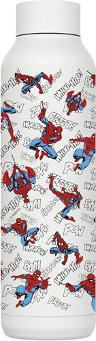 Quokka Thermosflasche, Edelstahl, einfarbig, Weiß, 630 ml, Spider-Man Retro Comic