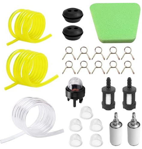 TAIHOBO Kit de Repuestos Desbrozadora Gasolina Universal, Incluye Manguera de Combustible (2×3mm/2,5×5mm/3×5mm), Cebador Desbrozadora, Filtro de Gasolina y Juntas, para Horticultura y Agricultura