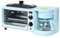 3 in 1 Breakfast Maker with Mini Toaster Oven Frying Pan and Egg Sandwich Maker Multifunctional Breakfast Station (Blue)