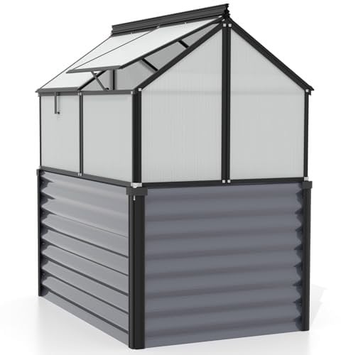 Vitavia Hochfrühbeet “Paris“ Hochbeet & Frühbeet in Einem | 4 mm Hohlkammerplatten | Abnehmbarer Frühbeetaufsatz | Wetterfest & Langlebig | Optimale Wachstumsbedingungen | Granit/Schwarz
