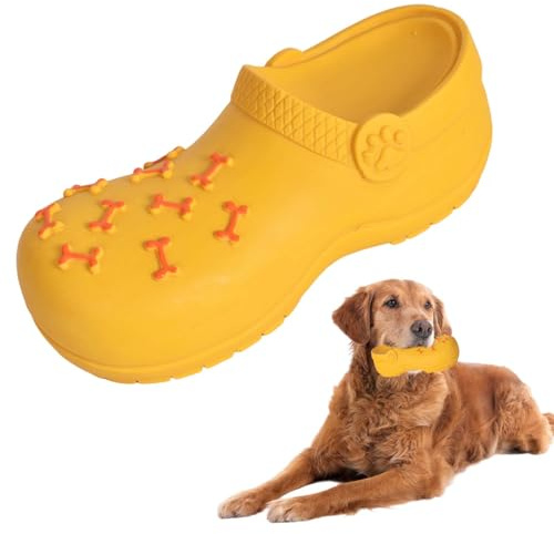 DEARBAG Quietschen Interaktives Hunde Spielzeug für Aggressive Kauer, Strapazierfähiges Naturkautschukmaterial, Robuster Kauspielzeug Hund für Große Mittelgroße Hunde und Welpen (Orange)