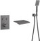 GLETSF Set Soffione Doccia, Miscelatore Termostatico per Vasca da Bagno, Miscelatore Doccia A Incasso in Oro Spazzolato, Soffione Doccia A Parete per Rubinetti da Bagno, Cromato-Grey