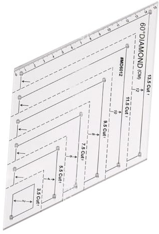 Acryl Quiltvorlagen | 60 Grad Rauten Schablone Lineal | Transparente Vorlage Für Textilkunst Stoffarbeiten Handstickerei Kostümdesign Polsterarbeiten Handgearbeitete