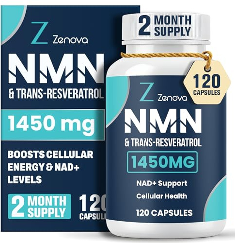 120 Capsules NAD Supplements | 1450MG NMN and Trans-resveratrol Enhanced with Black Pepper for max Absorption | NAD+ Booster for Anti Aging Cellular Energy Booster 2 Months Supply