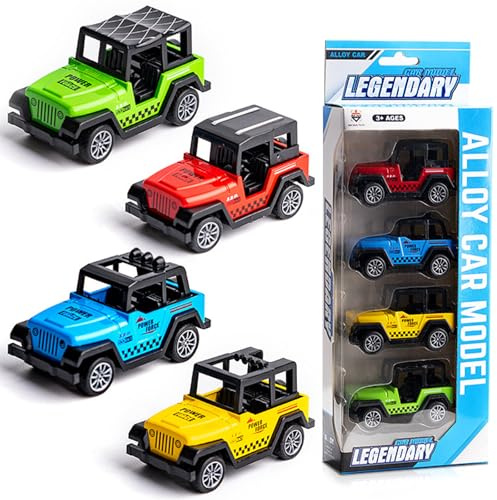 JWTRSVTY 4 PCS Cars Spielzeugauto Set, Cars Cartoon Fahrzeug, Auto Spielzeug Fahrzeuge, Mini Auto Spielzeug Set, Mini Metall Spielzeugautos, für Mädchen Jungen Car Geschenk(Geländewagen)