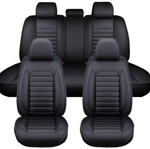 LICOME Auto Sitzbezüge für Ford Ranger Wildtrak 2025 2024, Leder Autositzbezüge, Wasserdicht Schonbezüge für Vorder- und Rücksitze, Sitzschoner Vollset Zubehör,D Black