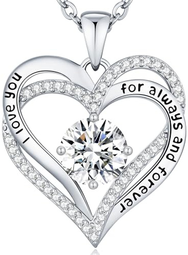 CDE Kette Damen Herz Geburtsstein 925 Sterling Silber Schmuck Geschenk | Halskette für Frauen Schmuck Freundin Weihnachten Valentinstag Geburtstag Muttertags Geschenk Hochzeit Jubiläum