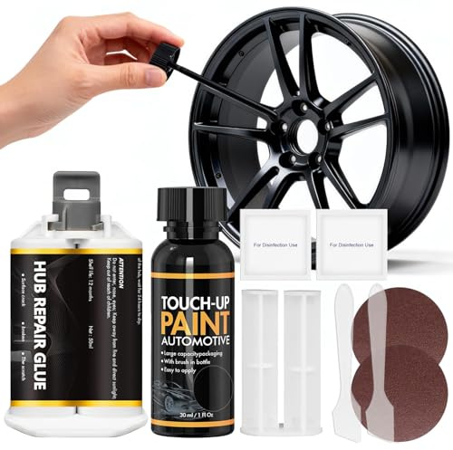 NoxGule Alloy Repair Kit, AlloyWheel Filler, Wheel Scratch and Wear Repair Kits, Suitable for Gloss Black Alloy-Wheels