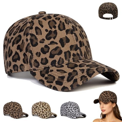 LUKIUP Leoparden Hut Cap, Baseballkappe für Herren und Damen, Retro Leopard Kappe Verstellbar Baseball, Sommer im Freien Sonnenschutz Baseball Cap