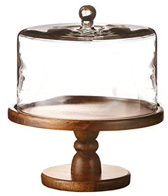 American Atelier 212766 Madera Pedestal Plate with Dome, Glass, Brown